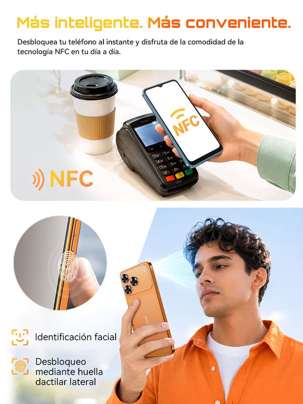 Cubot A50 Teléfono Inteligente Android 16" FHD 16GB RAM 128GB Almacenamiento 5000mAh Batería 48MP Cámara NFC Desbloqueo Facial Huella Lateral Doble SIM GPS Cuatro Satélites