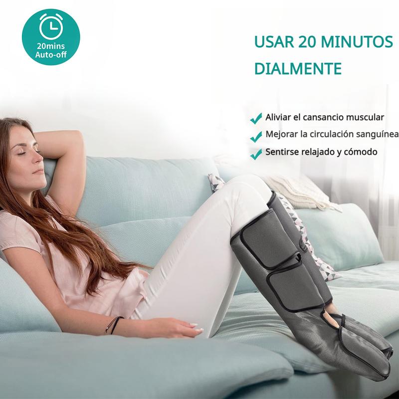 Nekteck Masajeador de piernas con compresión de aire para y relajación, máquina de masaje de pies y pantorrillas con control de mano, 2 modos, 3 intensidades
