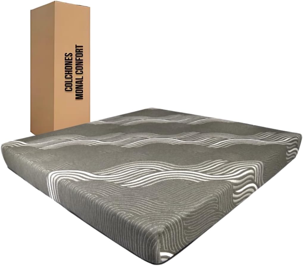 COLCHONES MONAL CONFORT, Colchón de 21 cm de Grueso | Memory Foam | Colchon en Caja | Semi Firme | Descanso repardor |colchón Modelo Slim Gray (Individual)