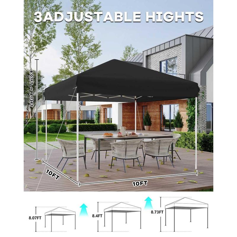 Carpa plegable pop-up 3x3 m (10x10 ft) con montaje rápido por botón - 3 alturas ajustables - 4 sacos de arena + pared lateral + bolsa con ruedas, Blanco/Azul/Verde