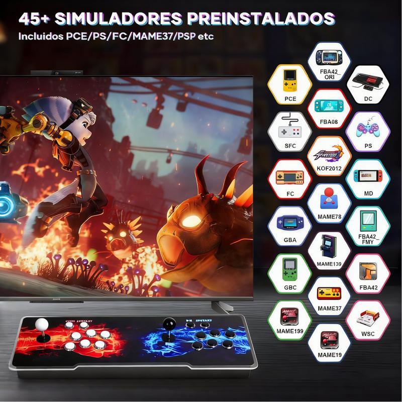 Pandora Box Home Arcade Retro Tablero 3D 4K con 50,500+ Juegos y 45 Emuladores Clásicos Doble Palanca Soporte hasta 4 Jugadores Imagen HD Efecto 3D Inmersivo para Toda la Familia