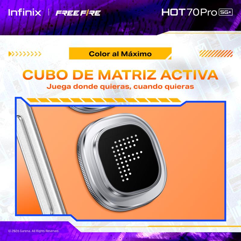 INFINIX HOT 70 Pro 5G Edición Free Fire TikTok Exclusiva | 8GB+256GB | Incluye Caja de Regalo | MediaTek Dimensity 7100, IPS LCD, 45W, NFC | Negro