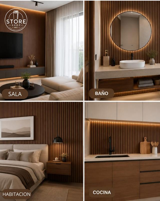 20 pz Lambrin 3D, Material PVC y Grano de Madera, 1mx17cm, Facil Instalacion, Panel Decorativo Para Pared, Grano de Madera, Lambrin Decorativo, Mejoras del Hogar, Decoracion Habitacion, Sala de Estar, Cocina