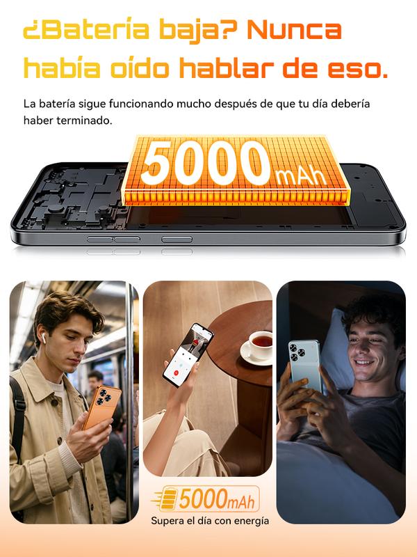 Cubot A50 Teléfono Inteligente Android 16" FHD 16GB RAM 128GB Almacenamiento 5000mAh Batería 48MP Cámara NFC Desbloqueo Facial Huella Lateral Doble SIM GPS Cuatro Satélites