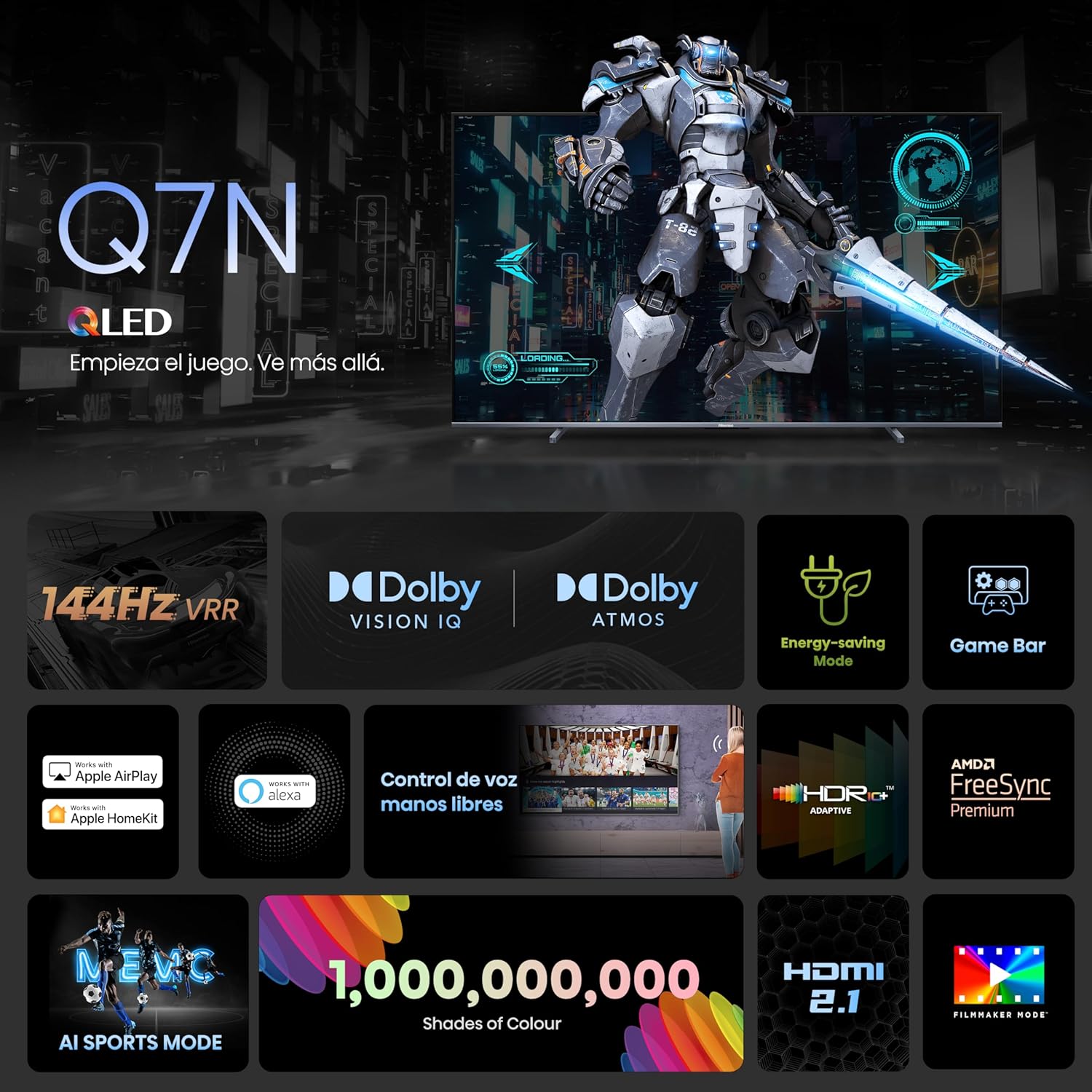Hisense Television QD6QFM (Modelo 2025) Pantalla 43 Pulgadas,QLED Smart Fire TV UHD 4K,Control Remoto por Voz con Alexa,Escalado AI a 4K,Dolby Vision Atmos, Modo de Juego Plus