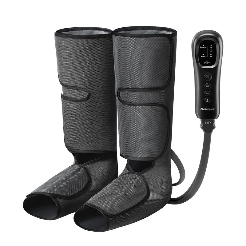 Nekteck Masajeador de piernas con compresión de aire para y relajación, máquina de masaje de pies y pantorrillas con control de mano, 2 modos, 3 intensidades
