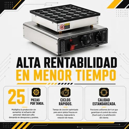 Maquina Electrica para Mini Hotcakes Gutstark 25 Piezas | Parrilla Antiadherente con Temporizador y Control de Temperatura | Ideal para Negocio Cafeteria y Casa | Acero Inoxidable 900W Mini Pancakes