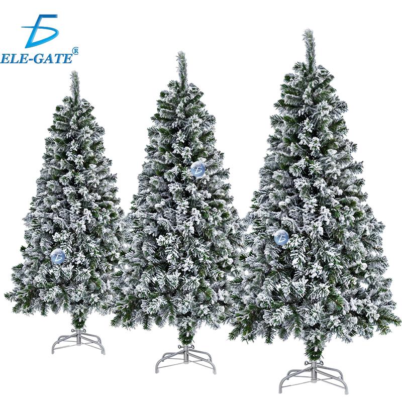 Árbol de Navidad Artificial Verde Nevado con Base Metálica 1.50m, 1.80m y 2.10m