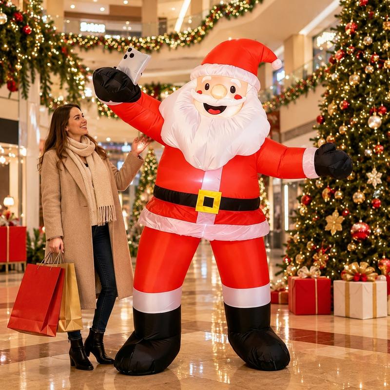 Papá Noel Inflable 2.1M, Diseño Selfie con Luces LED, Decoración Navideña Grande para Jardín, Exterior y Centro Comercial