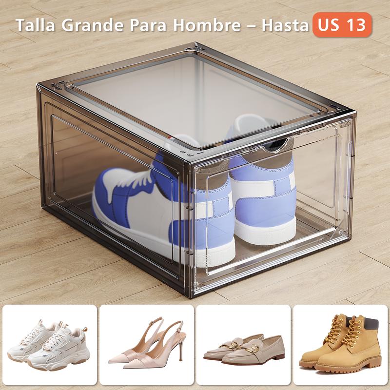 15 o 20 Cajas para Zapatos con Apertura Frontal, Organizador Modular Apilable para Tenis y Calzado, Contenedores Transparentes o Negro Ahumado para Clóset, Recámara y Hogar