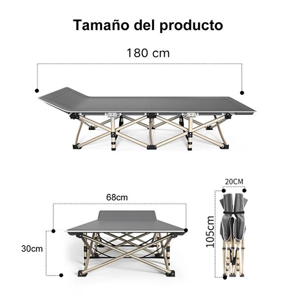 Cama Plegable Confort 180 x 67 x 30 cm para Adultos con Estructura de Acero Anti-Oxidante y Colchón Gris Cómodo Resistente al Agua y Fácil de Limpiar Material Premium Oxford 1200D