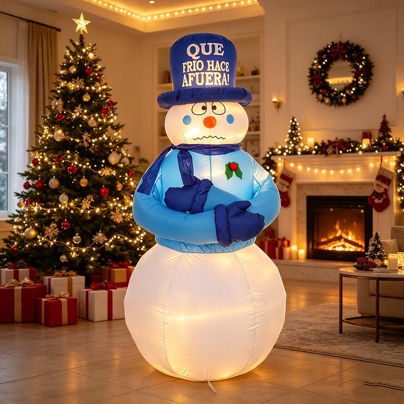 Inflables de Navidad 1.8m Muñeco de nieve navideño con movimiento | Adornos Inflables Navideños de Nieve Snowman, Luces LED Giratorias Coloridas, para Fiestas, Interiores, Jardín, Césped