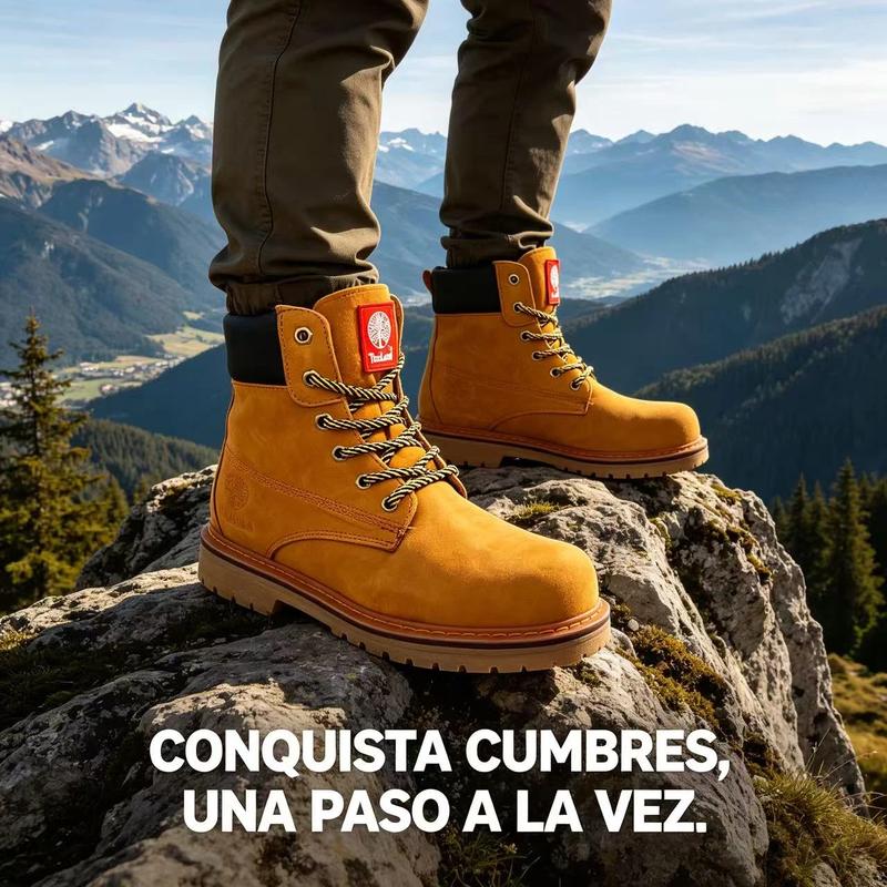 Botas Camperas Amarillas Estilo Resistente al Agua para Hombre y Mujer Suela Antideslizante para Trabajo y Senderismo Moda Urbana