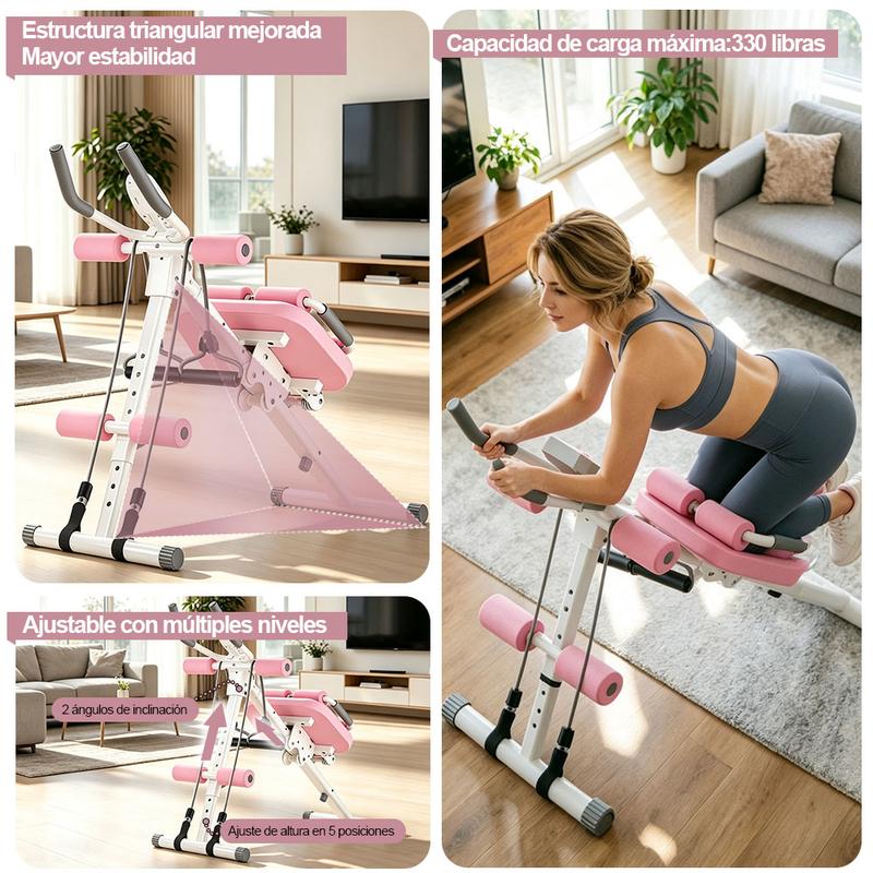 Máquina de Ejercicio Abdominal 6 en 1 con Pantalla LCD y Amortiguación Lumbar para Casa, Plegable en 3 Segundos, Carga Máx. 200kg, Ideal para Sobrepeso y Principiantes