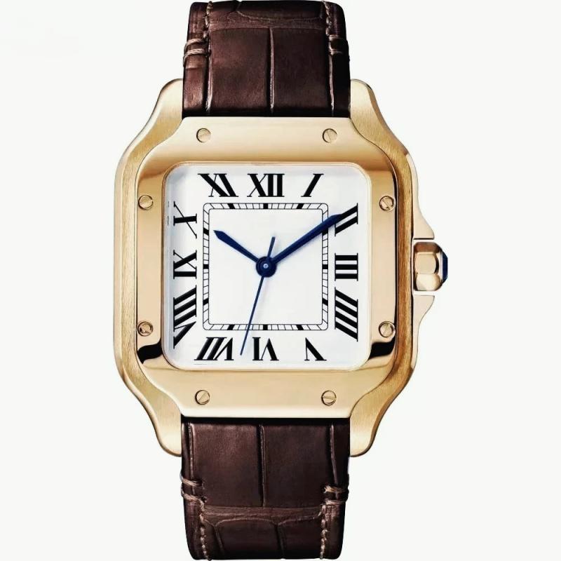 MEGIR Reloj mecánico automático cuadrado, esfera blanco y negro, caja y correa acero inoxidable 904L, cristal zafiro,Set de regalo completo