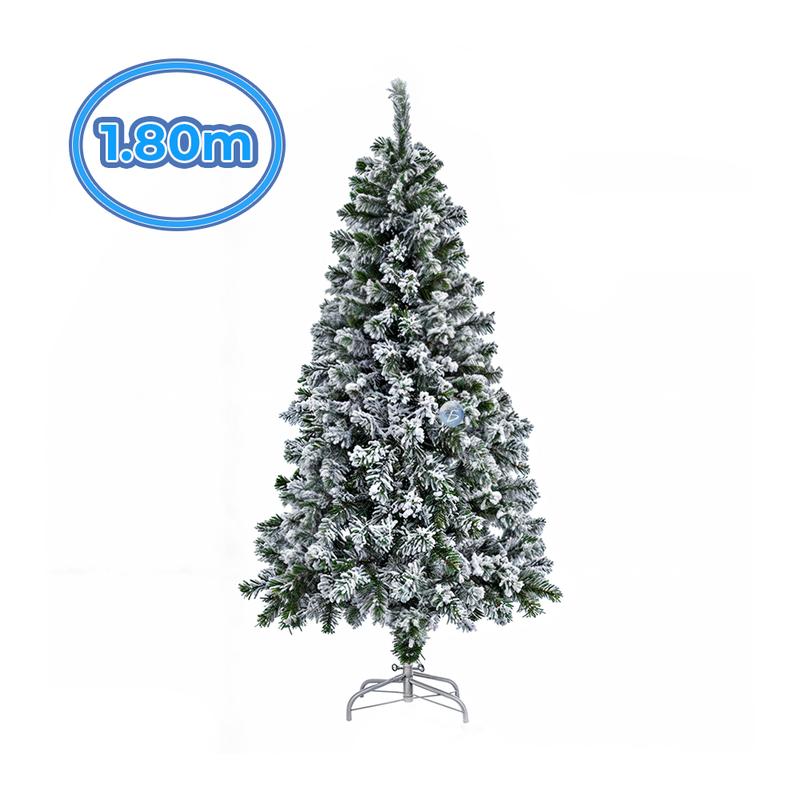 Árbol de Navidad Artificial Verde Nevado con Base Metálica 1.50m, 1.80m y 2.10m