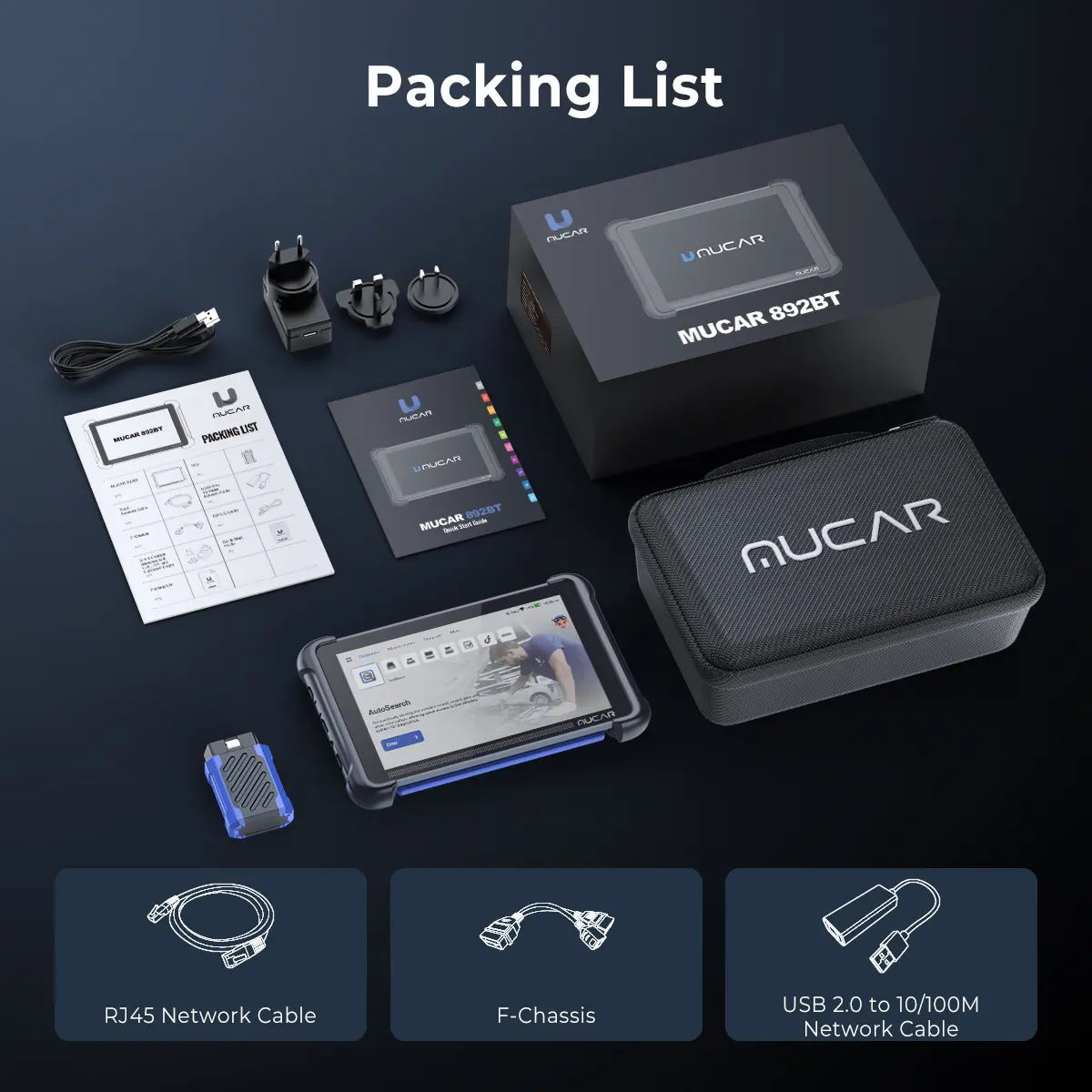 🚗Escáner automotriz OBD2 MUCAR con asistencia de IA y actualizaciones gratuitas de por vida; escáner de sistemas completos 892BT; herramienta de diagnóstico OBD2 bidireccional; codificación de ECU; 35 servicios; FCA AutoAuth; CANFD y DoIP.