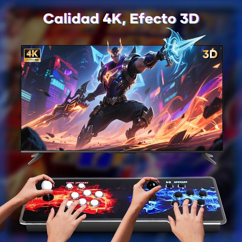 Pandora Box Home Arcade Retro Tablero 3D 4K con 50,500+ Juegos y 45 Emuladores Clásicos Doble Palanca Soporte hasta 4 Jugadores Imagen HD Efecto 3D Inmersivo para Toda la Familia