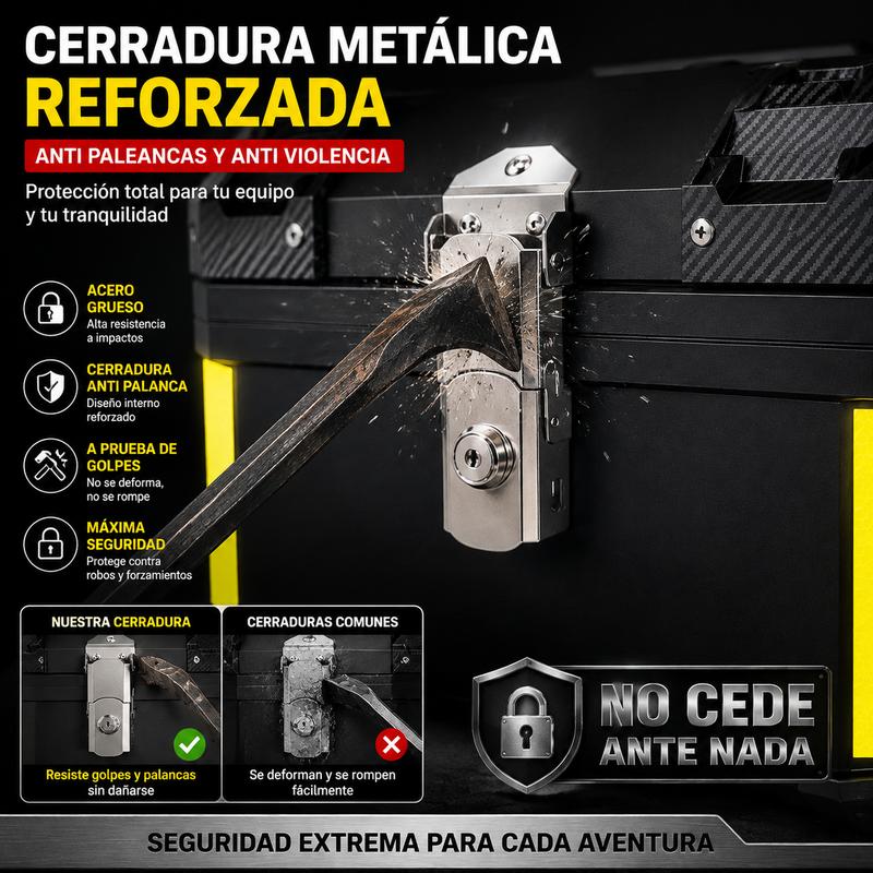 Baúl Trasero para Moto 45L/57L, Maleta de Equipaje Impermeable de Gran Capacidad para Motocicleta, Caja Superior Resistente con Cerradura Metálica Antirrobo, Tiras Reflectantes de Seguridad, Diseño de Liberación Rápida para Viajes y Uso Diario