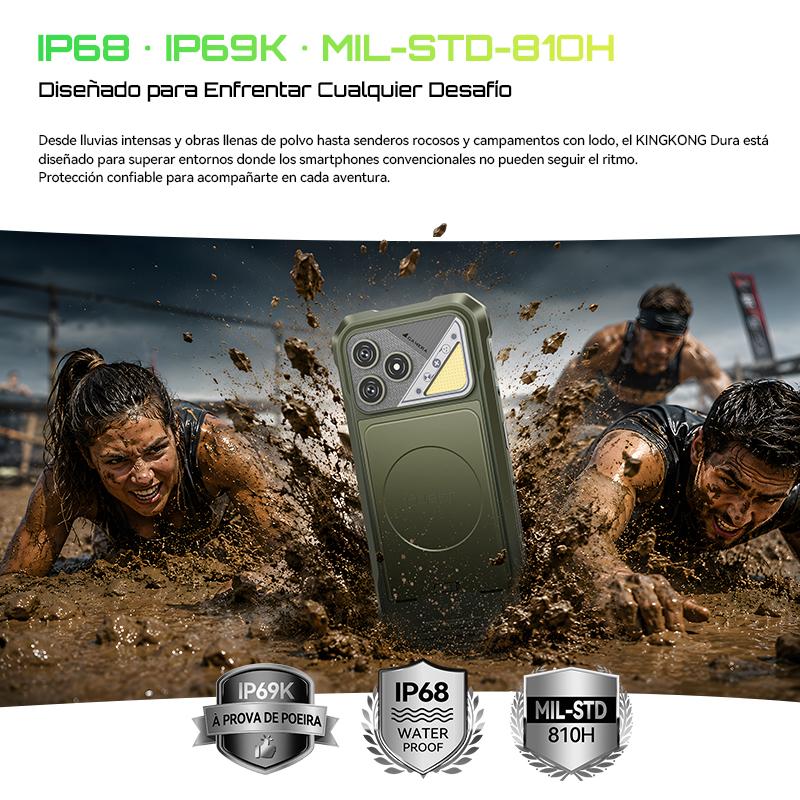Cubot Kingkong Dura Robusto Dual Sim 128/256 Gb Negro 8/12 Gb Ram (ampliable Hasta 20 Gb) 2 Baterías Extraíbles de 5000 mAh + Cargador de Baterías Android 16  A