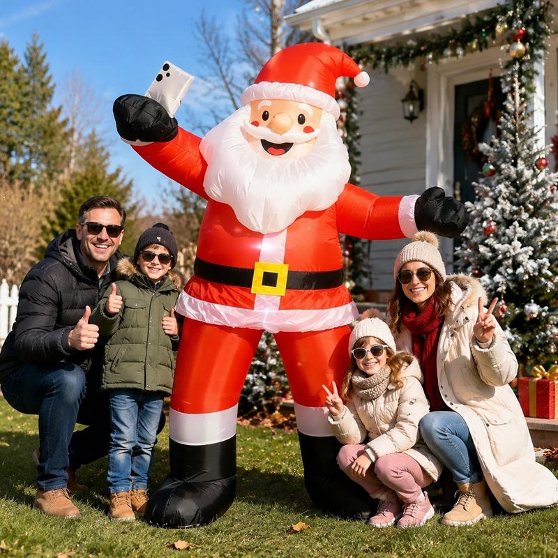 Papá Noel Inflable 2.1M, Diseño Selfie con Luces LED, Decoración Navideña Grande para Jardín, Exterior y Centro Comercial