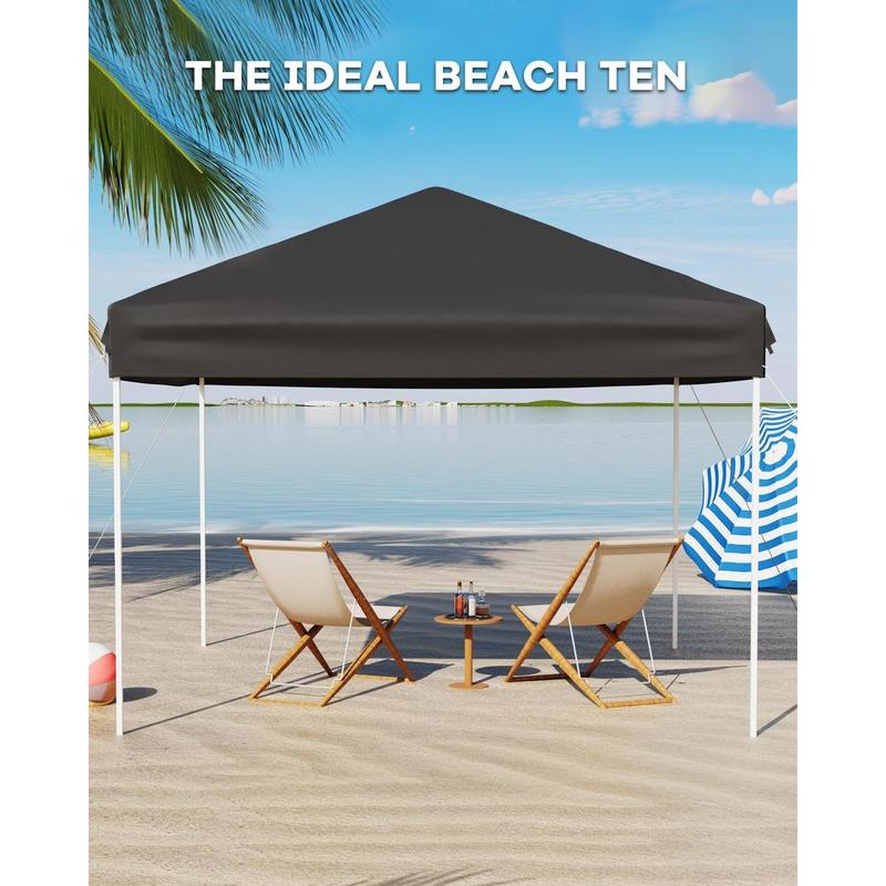 Carpa plegable pop-up 3x3 m (10x10 ft) con montaje rápido por botón - 3 alturas ajustables - 4 sacos de arena + pared lateral + bolsa con ruedas, Blanco/Azul/Verde