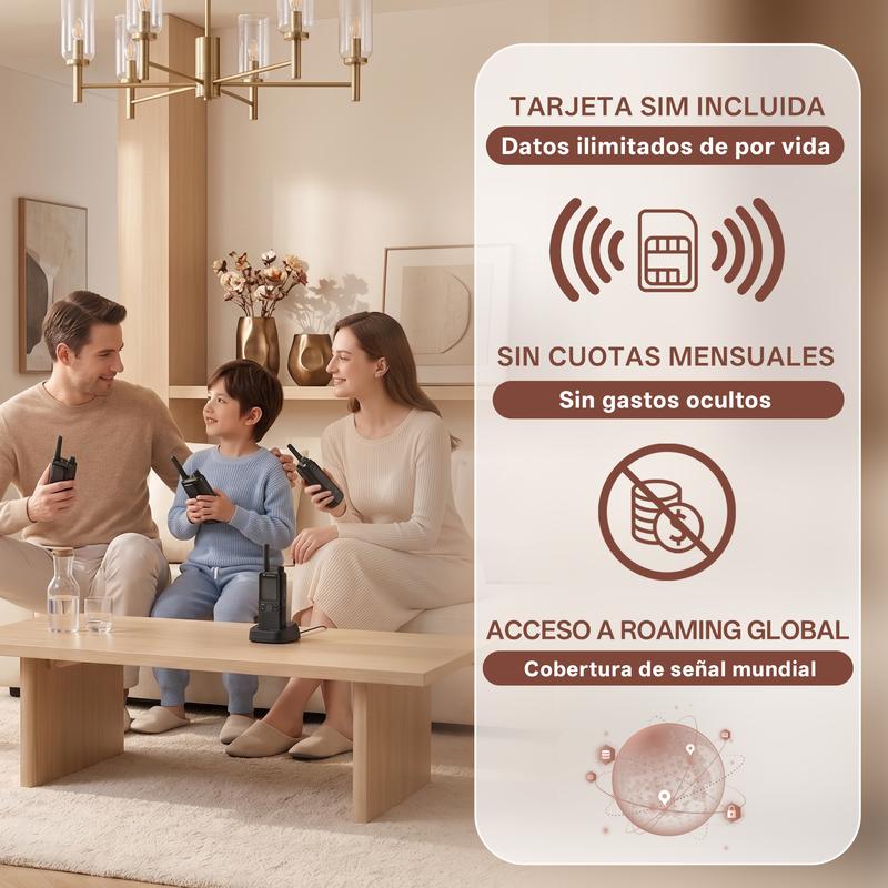 (FABRICADO POR BAOFENG)AT1 Walkie Talkie PoC 4G con app móvil gratuita de por vida. Comunicación privada de larga distancia, control en segundo plano, historial de chat encriptado y alcance de más de 5000 millas. Ideal para trabajo, seguridad, logística, 