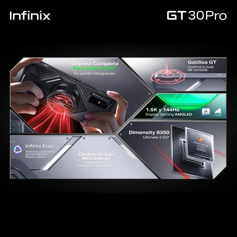Infinix GT 30 Pro 5G, 12+12GB RAM, 256GB, Dual SIM, Gris/Blanco Oscuro + Caja de Regalo-Oferta Especial: Día de Muertos, Noche de Brujas y Viernes Negro-Regalos para Esas Fechas Especiales Regalos que Nadie Espera-Regalo sorpresa especial-BUEN FIN