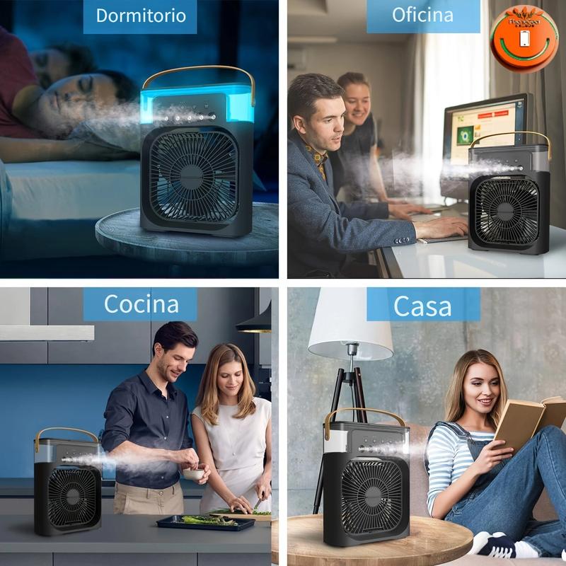 3 In 1 Air Conditioner Fan, Mini Evaporative Air Cooler with Night Light, Cooling Fan with 600ml Water Tank (Support Mobile Power Supply Used Together)
