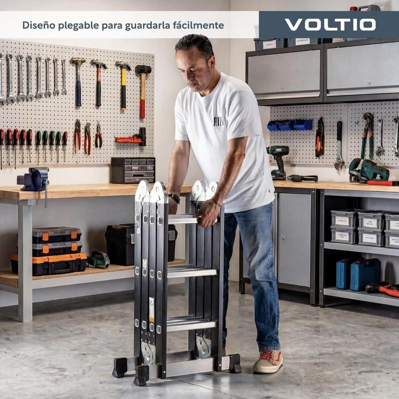Escalera Multiposición 12 Peldaños de Acero 3.5 Metros