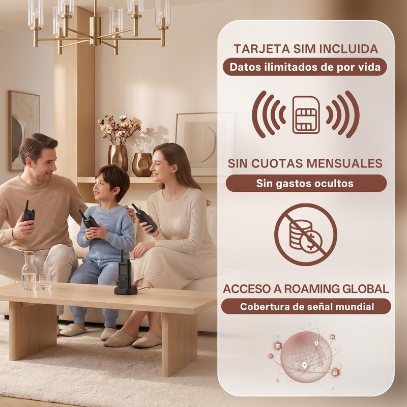 (FABRICADO POR BAOFENG)AT1 Walkie Talkie PoC 4G con app móvil gratuita de por vida. Comunicación privada de larga distancia, control en segundo plano, historial de chat encriptado y alcance de más de 5000 millas. Ideal para trabajo, seguridad, logística, 