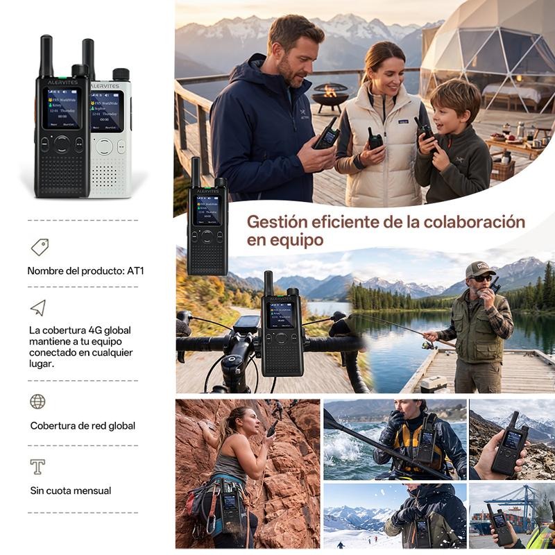 (FABRICADO POR BAOFENG)AT1 Walkie Talkie PoC 4G con app móvil gratuita de por vida. Comunicación privada de larga distancia, control en segundo plano, historial de chat encriptado y alcance de más de 5000 millas. Ideal para trabajo, seguridad, logística, 