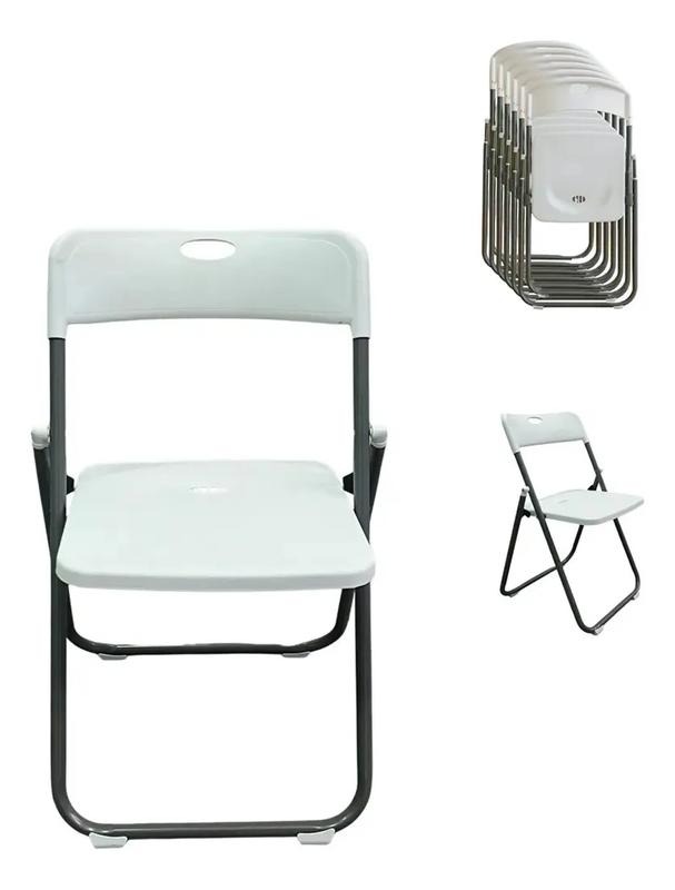 Juego de 6 sillas plegables de plástico blanco Lisa, diseño simple