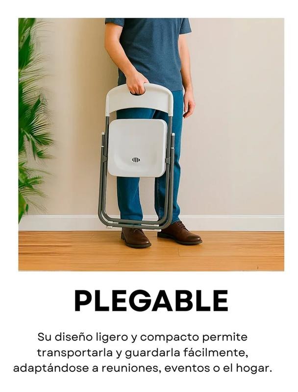 Juego de 6 sillas plegables de plástico blanco Lisa, diseño simple