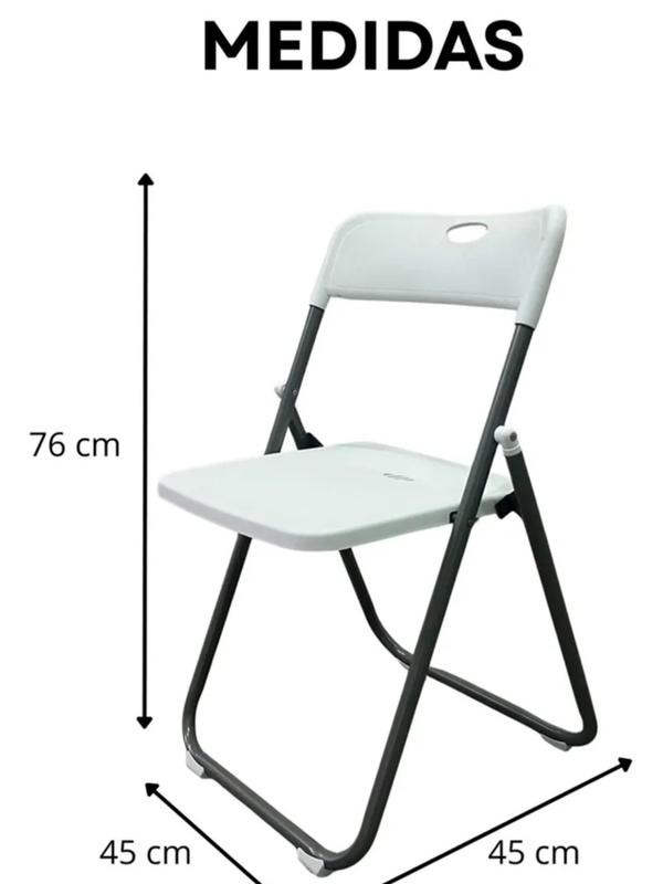 Juego de 6 sillas plegables de plástico blanco Lisa, diseño simple
