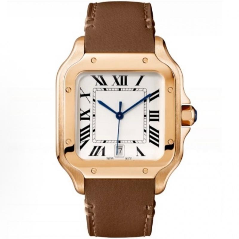 MEGIR Reloj mecánico automático cuadrado, esfera blanco y negro, caja y correa acero inoxidable 904L, cristal zafiro, reloj totalmente mecánico para hombre