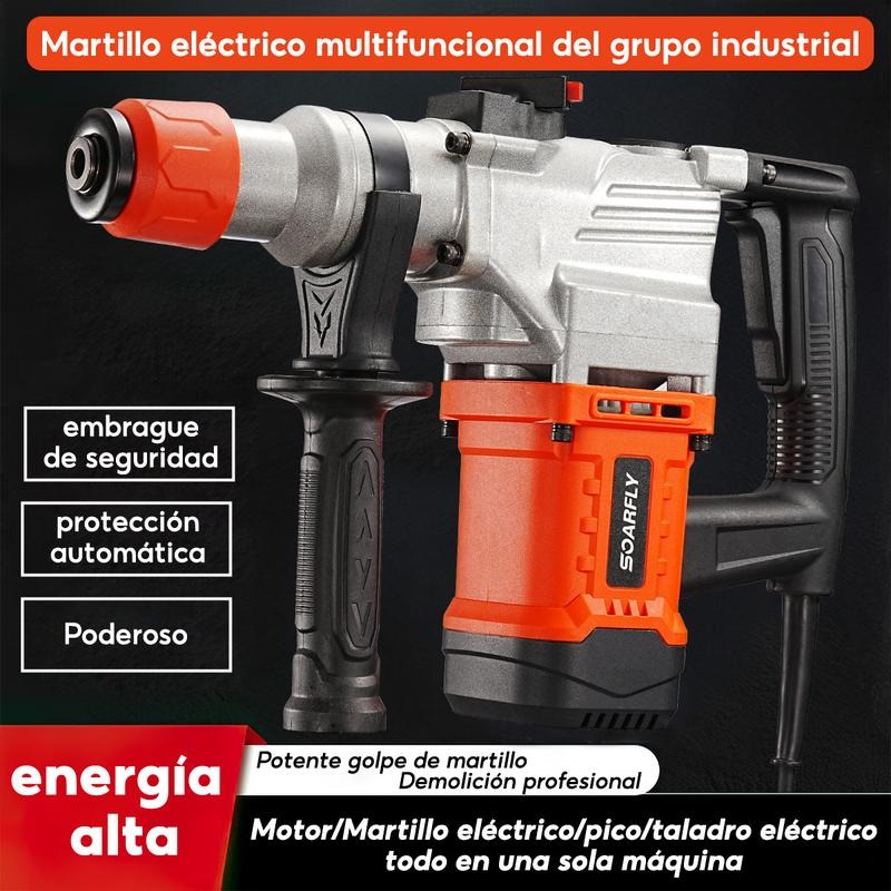 Martillo eléctrico - 2200W, 127V, doble modo (martillo y pico) - Especificación estadounidense
