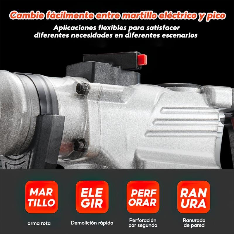 Martillo eléctrico - 2200W, 127V, doble modo (martillo y pico) - Especificación estadounidense