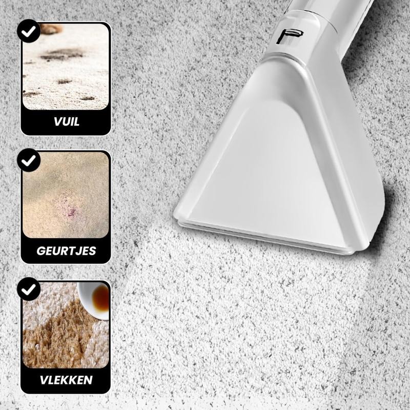 Aspiradora Lava Alfombra Tapicería De Inyección Succión 600w 18000pa, Máquina De Limpieza De Telas Para Sofá, Alfombra, Cortina Y Cama, Cepillo Profundo, Doble Tanque De Agua Blanco