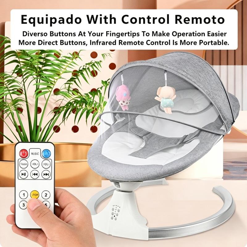 FLYBB Cuna mecedora eléctrica para bebé ajustable con mosquitero, ideal de 6 meses a 3 años