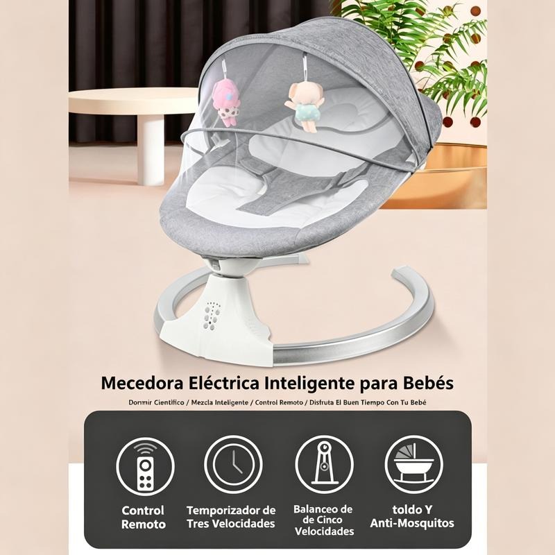 FLYBB Cuna mecedora eléctrica para bebé ajustable con mosquitero, ideal de 6 meses a 3 años