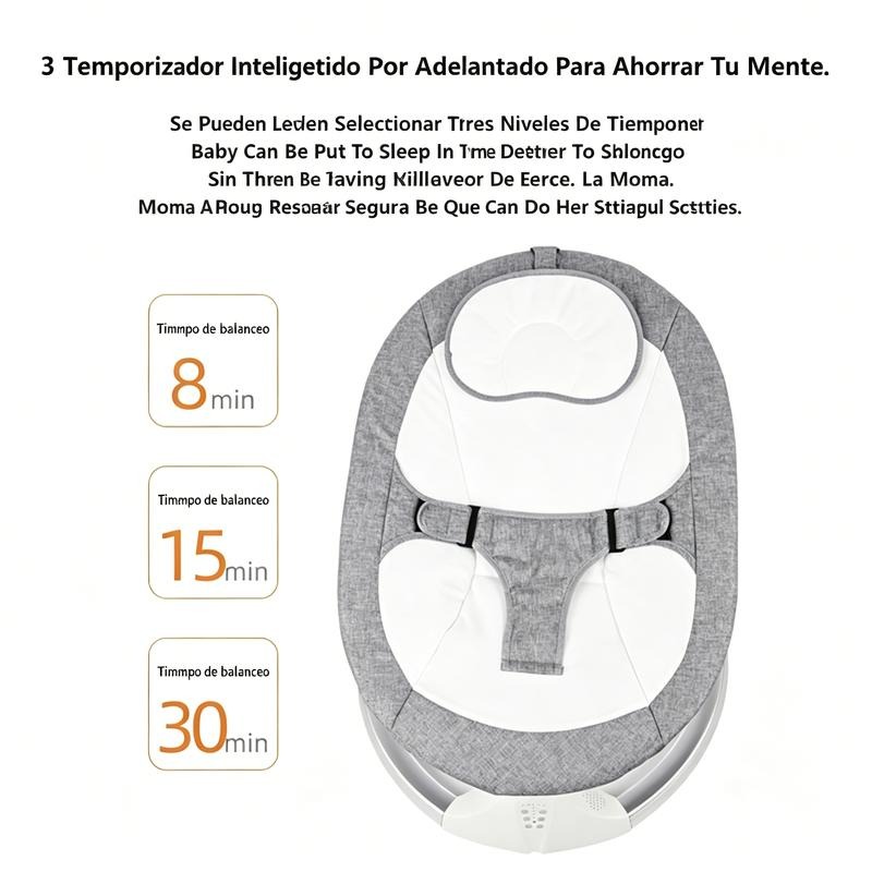 FLYBB Cuna mecedora eléctrica para bebé ajustable con mosquitero, ideal de 6 meses a 3 años