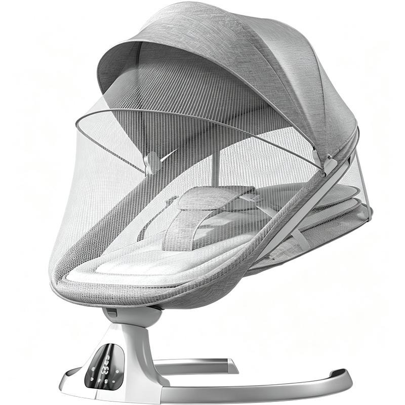 FLYBB Cuna mecedora eléctrica para bebé ajustable con mosquitero, ideal de 6 meses a 3 años