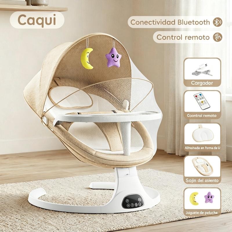 FLYBB Cuna mecedora eléctrica para bebé ajustable con mosquitero, ideal de 6 meses a 3 años