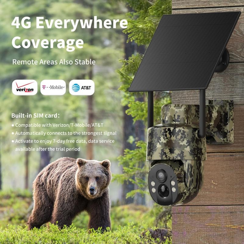 [SummerWins] Cámara de seguridad 4G alimentada por energía solar CB174S, visión nocturna en color 4MP HD, tarjeta SIM integrada, cámara para exteriores sin Wi‑Fi para granja/hogar con resistencia al agua IP65, servicio de datos 4G LTE requiere activar Sum