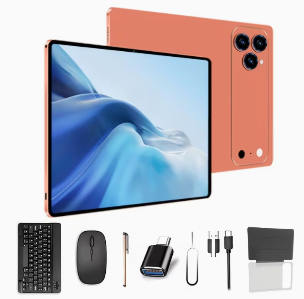 Tableta empresarial 2026, dispositivo 2 en 1, pantalla HD de 10.1 pulgadas, Android 15, 8 GB (4+4) de RAM, 128 GB de almacenamiento, compatible con conectividad de teclado y ratón (incluidos), Wi-Fi de doble banda, batería de 6000 MAh, ligera y portátil, 