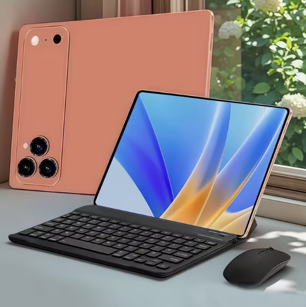 Tableta empresarial 2026, dispositivo 2 en 1, pantalla HD de 10.1 pulgadas, Android 15, 8 GB (4+4) de RAM, 128 GB de almacenamiento, compatible con conectividad de teclado y ratón (incluidos), Wi-Fi de doble banda, batería de 6000 MAh, ligera y portátil, 