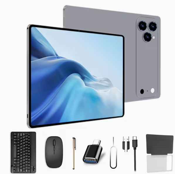 Tableta empresarial 2026, dispositivo 2 en 1, pantalla HD de 10.1 pulgadas, Android 15, 8 GB (4+4) de RAM, 128 GB de almacenamiento, compatible con conectividad de teclado y ratón (incluidos), Wi-Fi de doble banda, batería de 6000 MAh, ligera y portátil, 