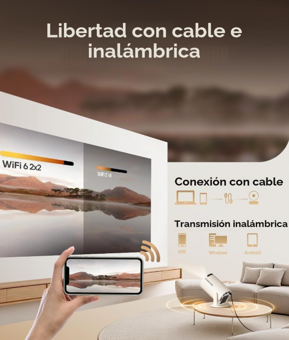 Magcubic - Miniproyector HY300PRO 2026 con WiFi y Bluetooth, proyector portátil 4K, con corrección trapezoidal automática y rotación de 180 grados, proyector inteligente para el hogar y exteriores
