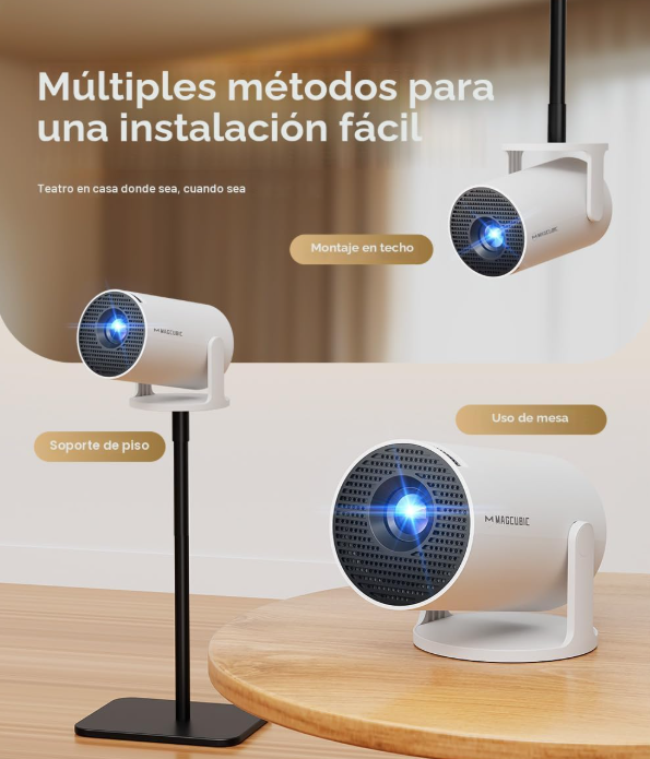 Magcubic - Miniproyector HY300PRO 2026 con WiFi y Bluetooth, proyector portátil 4K, con corrección trapezoidal automática y rotación de 180 grados, proyector inteligente para el hogar y exteriores